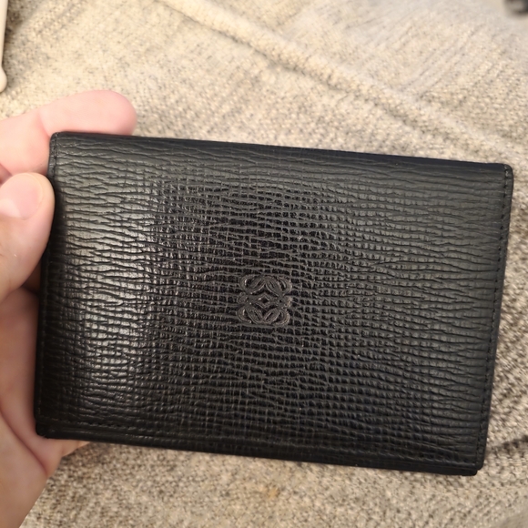 Loewe Black Grained Leather Trifold Wallet EUC